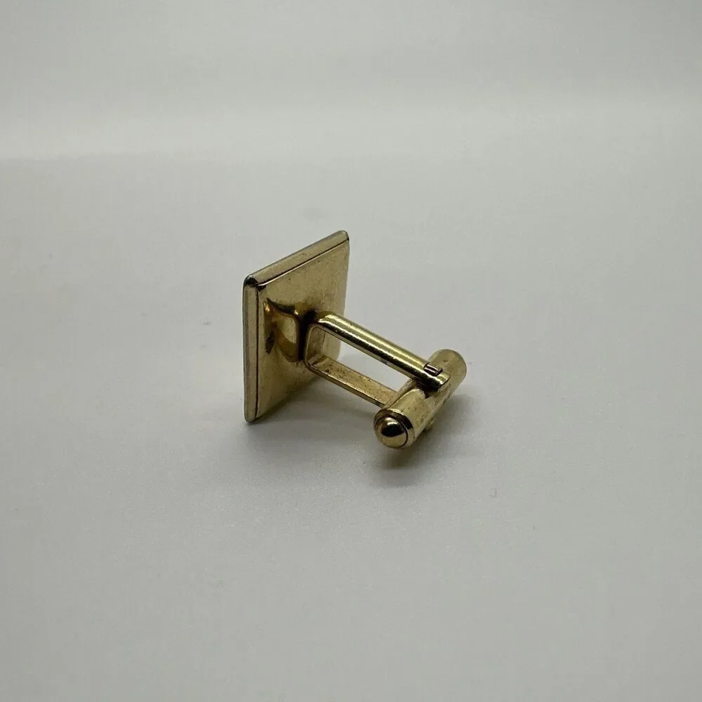 Vintage Gold Cufflinks With Matching Tie Clip White gem Antique Set